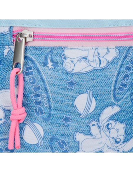 MOCHILA ADAP. 28CM. C/CARRO. STITCH HEARTS